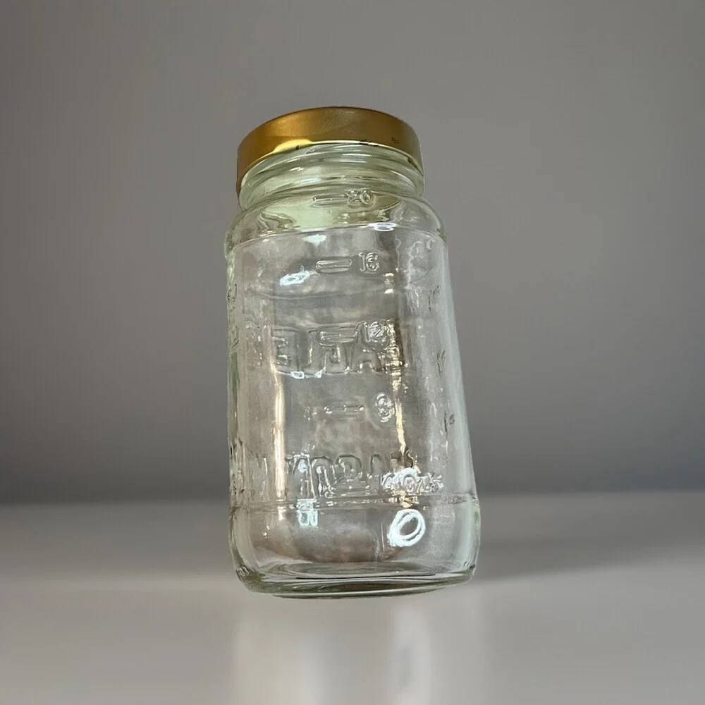 Vintage Rare Eagle 20 Ounce Glass Small Mouth Mason Square Jar Measurement Marks